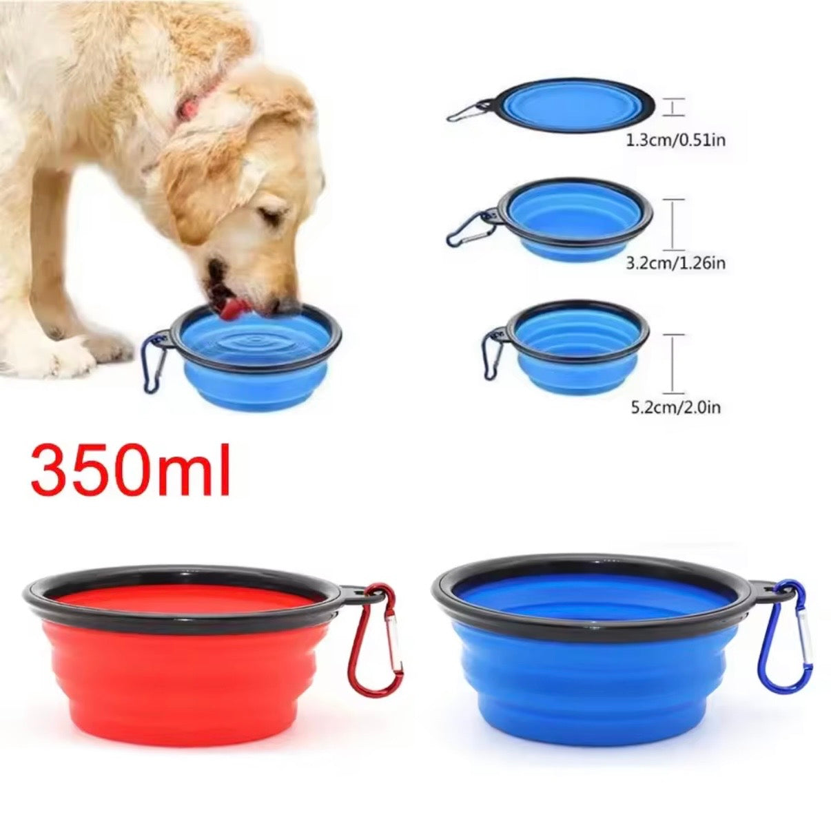 Gamelle pliante chien ou chat en silicone 350ml