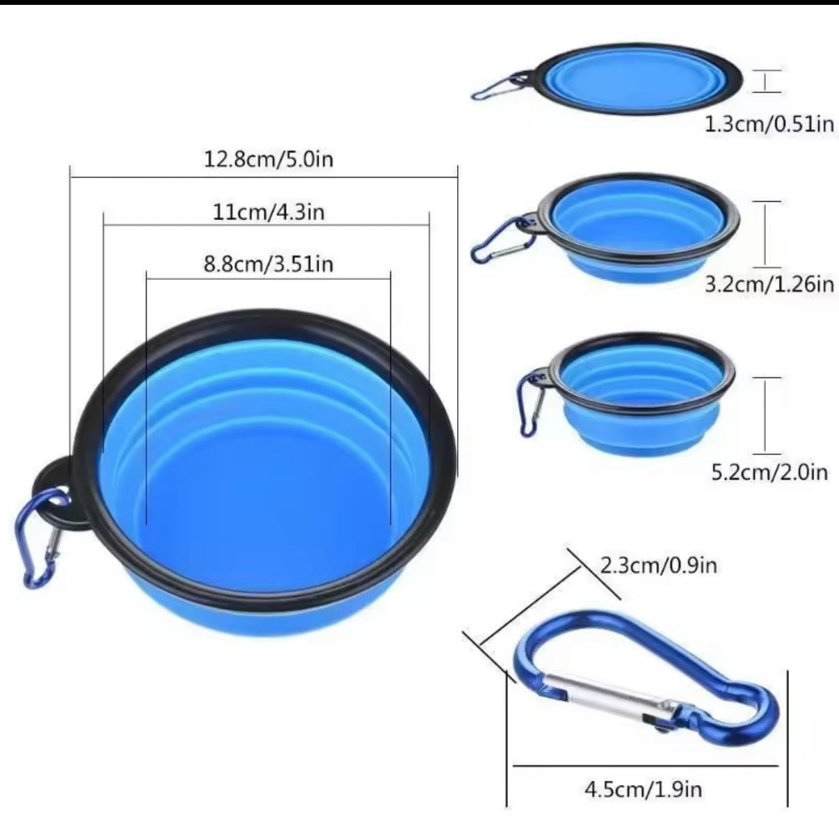 Gamelle pliante chien ou chat en silicone 350ml