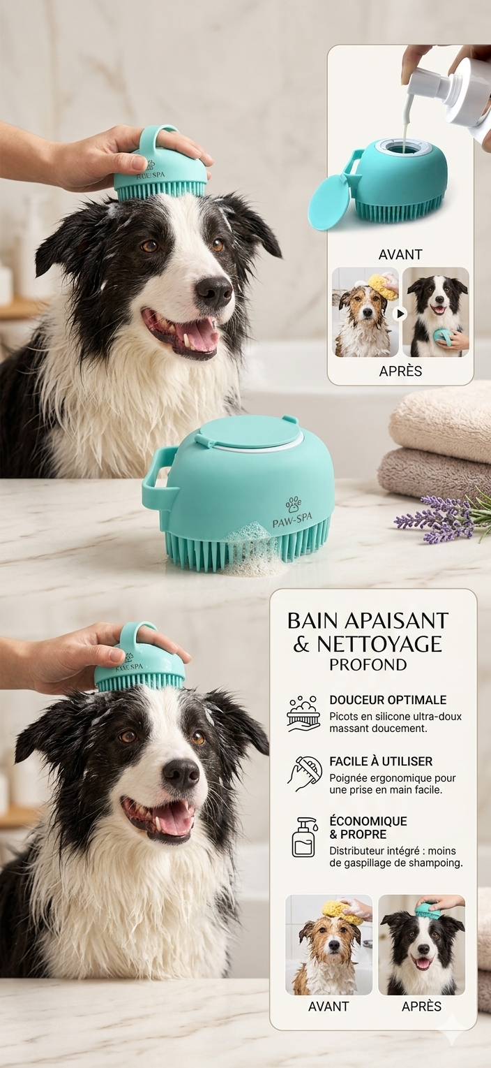 Brosse de bain chien et chat